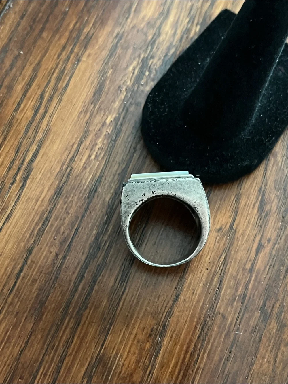 Kenneth Cole Silver-Tone Ring with White/MOP Square Inlay